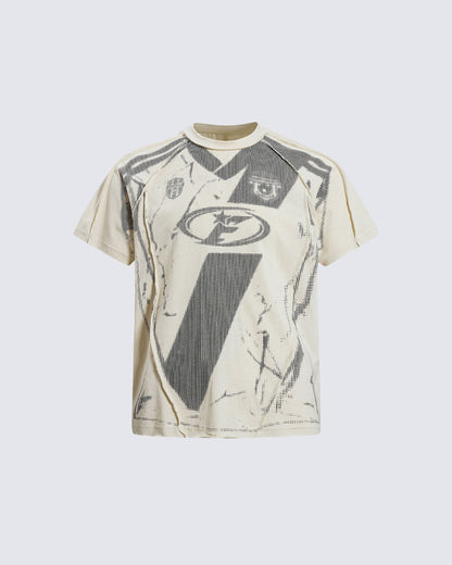 American Black Mesh Number Print Tee