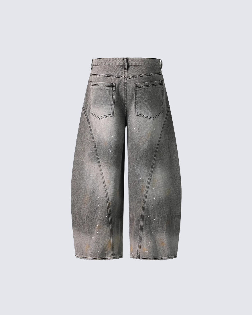Vintage Paint Splatter Wide-Leg Jeans