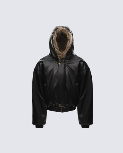 American Retro Reversible Thick Eco PU Leather Jacket