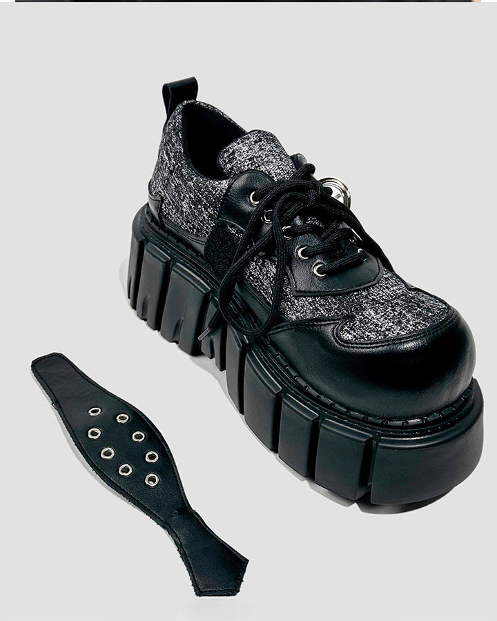Chunky Studded Platform Lace Up Shoes