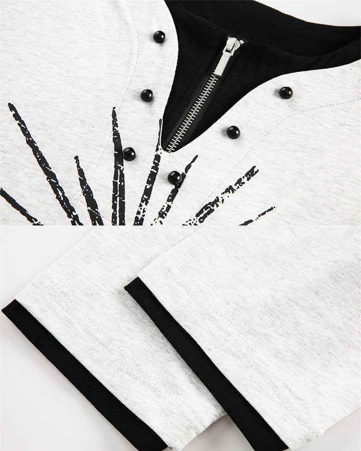 Fake Two-Piece Long Sleeve Zipper Tee