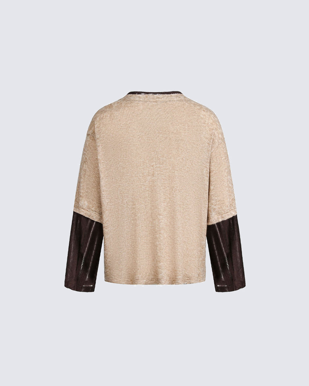 Lace-Up Neck Layered Knit T-Shirt
