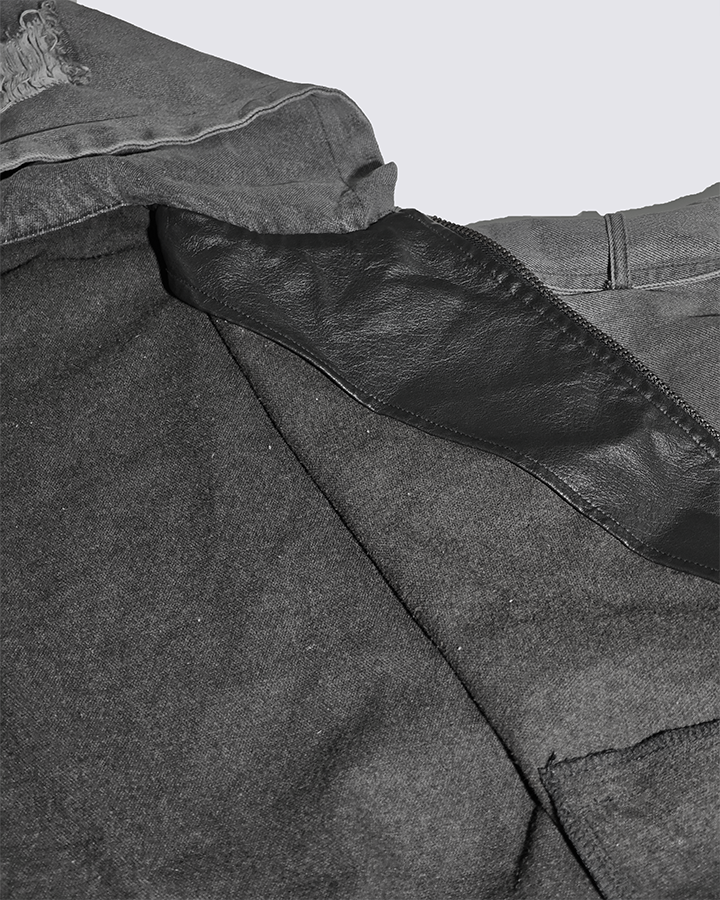 Deconstructed Layered Distressed Leather Jacket