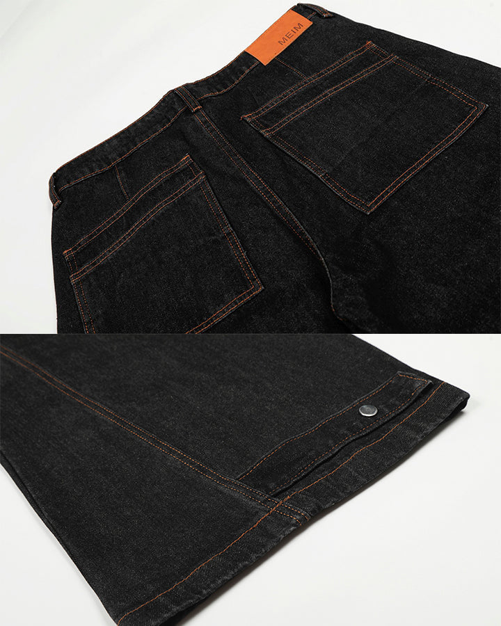 Contrast Stitch Distressed Denim Pants