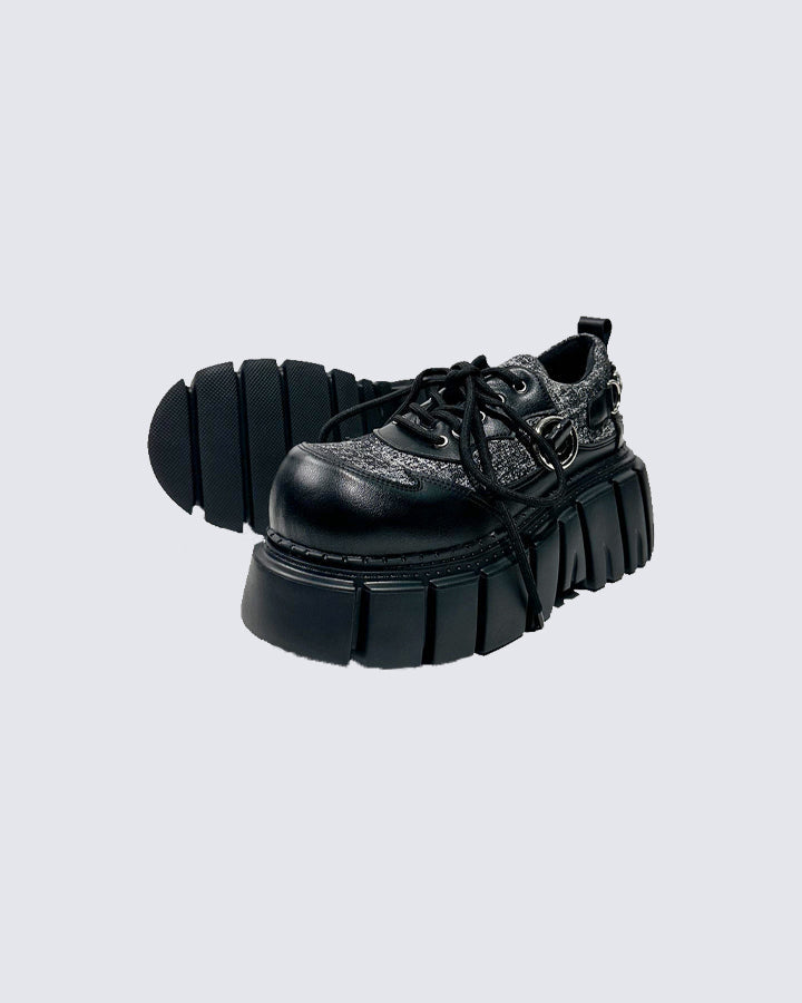 Chunky Studded Platform Lace Up Shoes