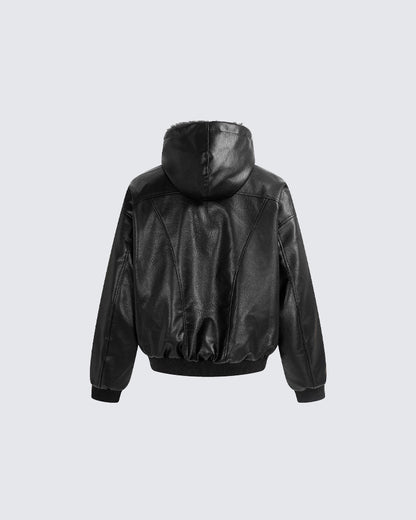 New American-Style Cool Faux Leather Jacket Coat