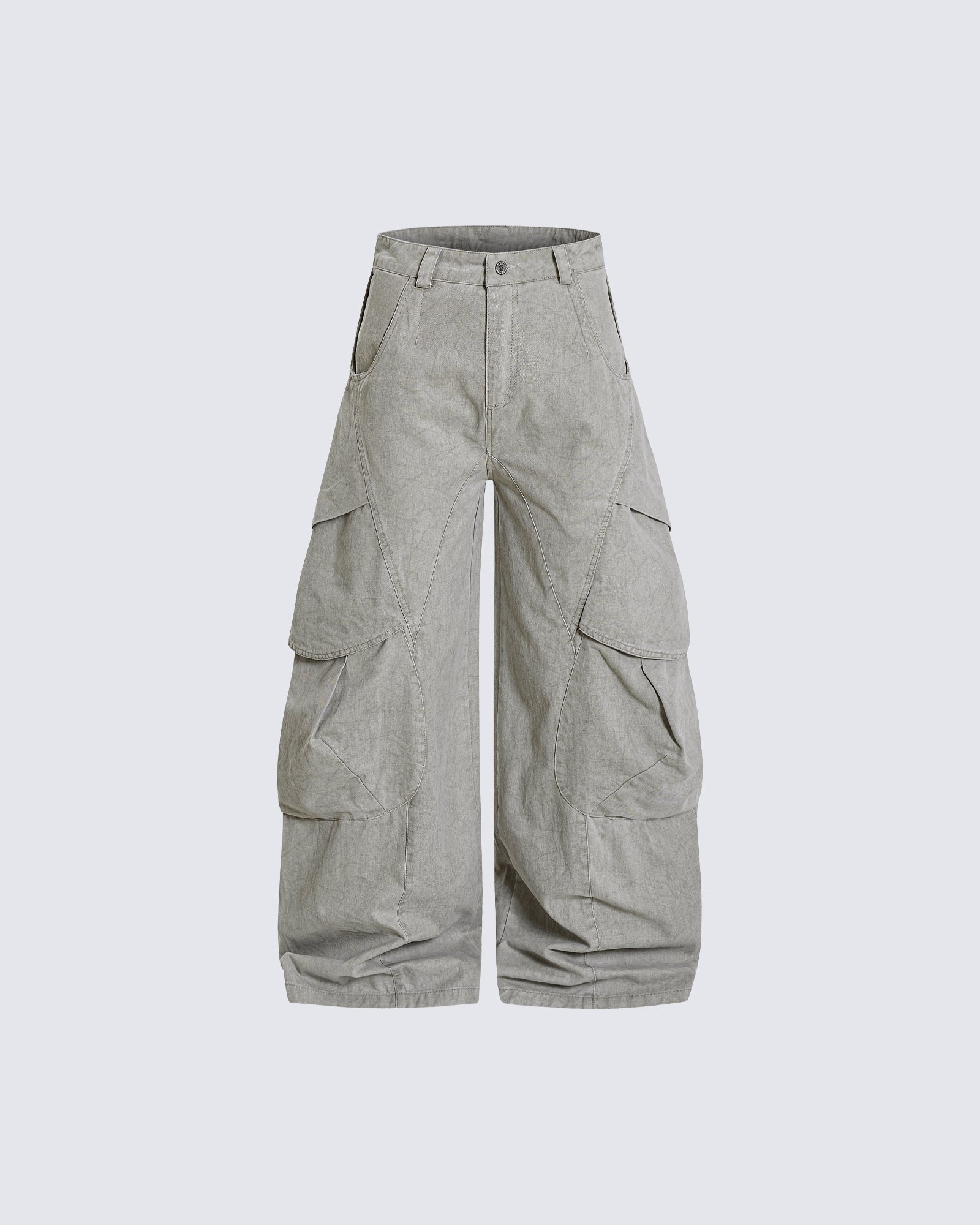 Distressed Panel Wide-Leg Denim Pants
