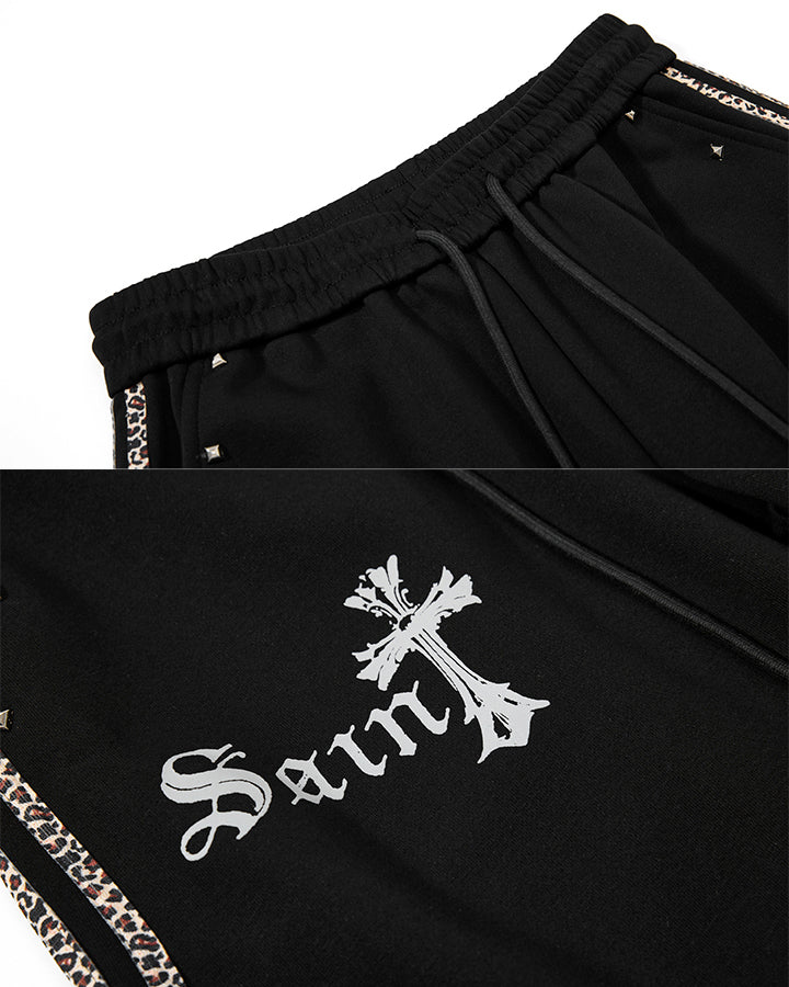 Winter Cross Print Wide-Leg Sweatpants