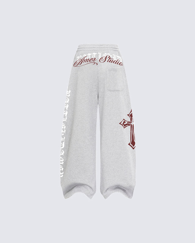 Gothic Letter Cross Street Sweatpants