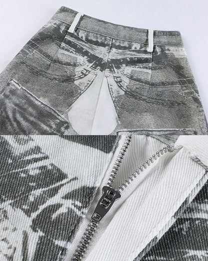 New American 3D Print Wide-Leg Pants