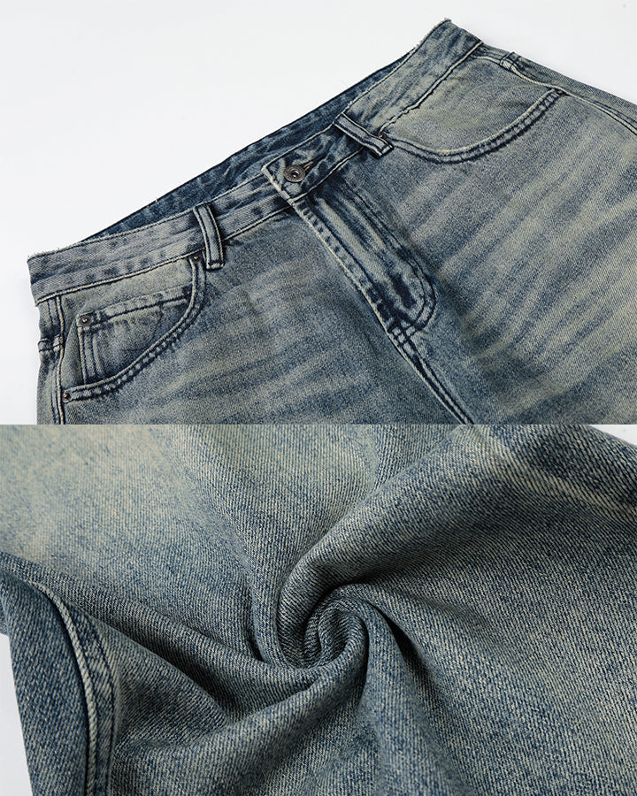 Vintage Washed Straight-Leg Jeans