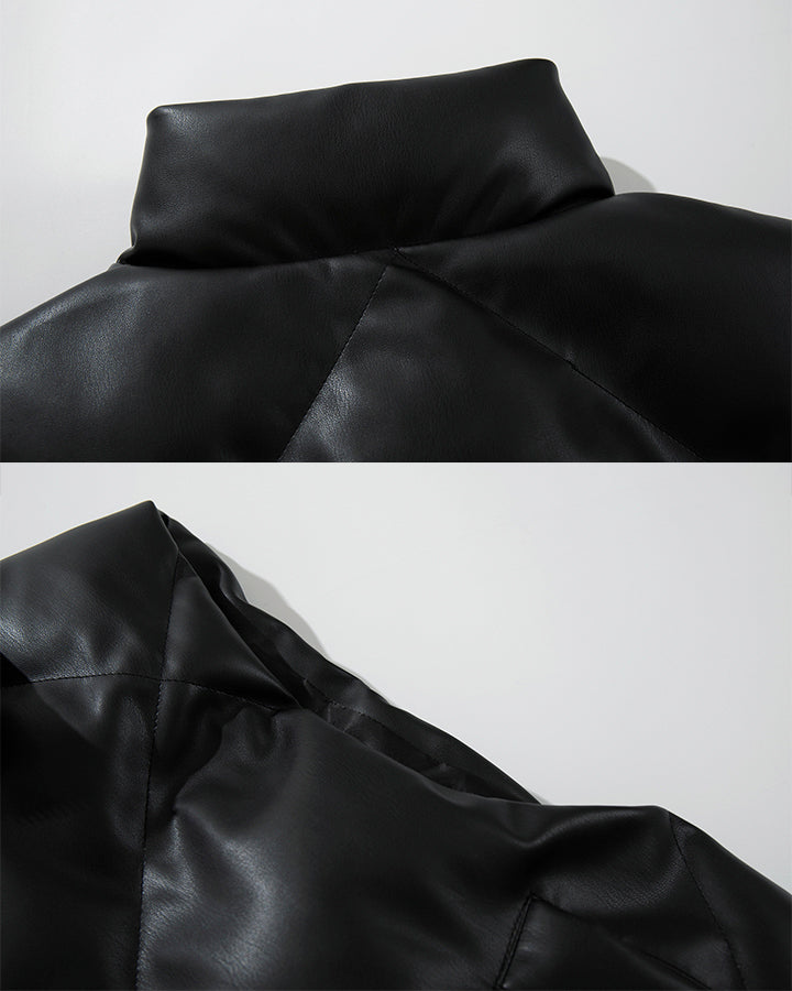 Minimalist PU Puffer Stand Collar Vest