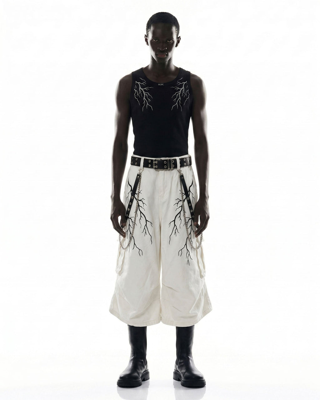 LIGHTNING Series | Gothic Chain Strap Utility Shorts