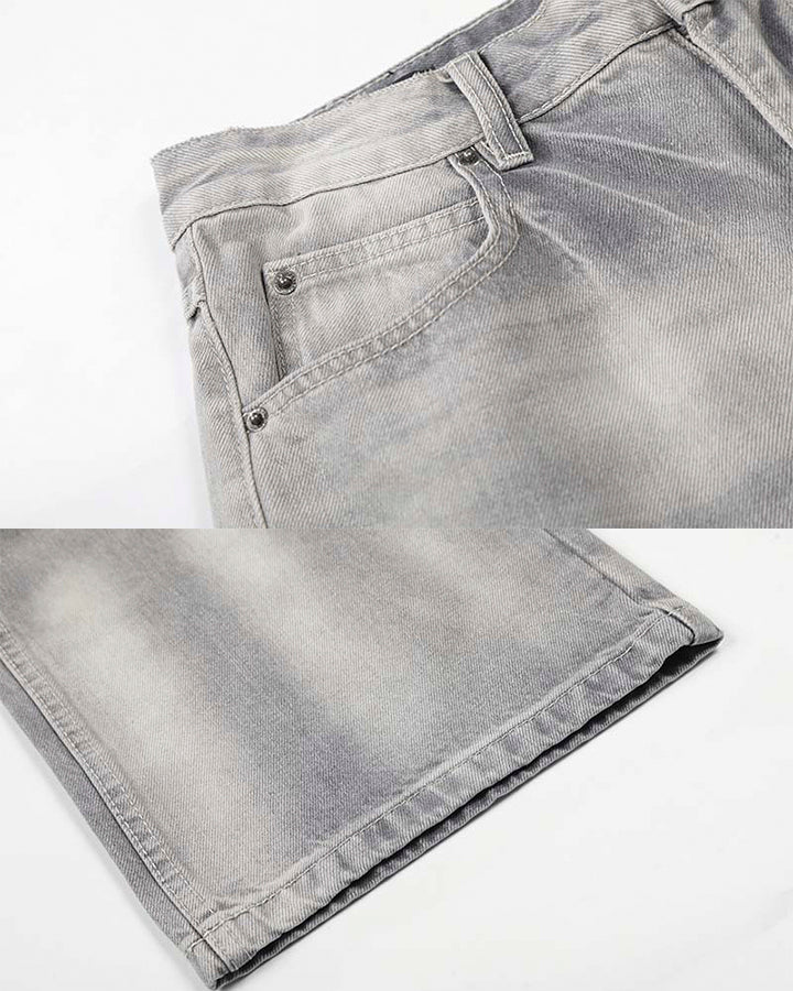 Heavy Washed Spray Vintage Wide Leg Jeans