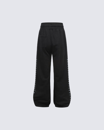New Street Washed Distressed Curved Track Pants