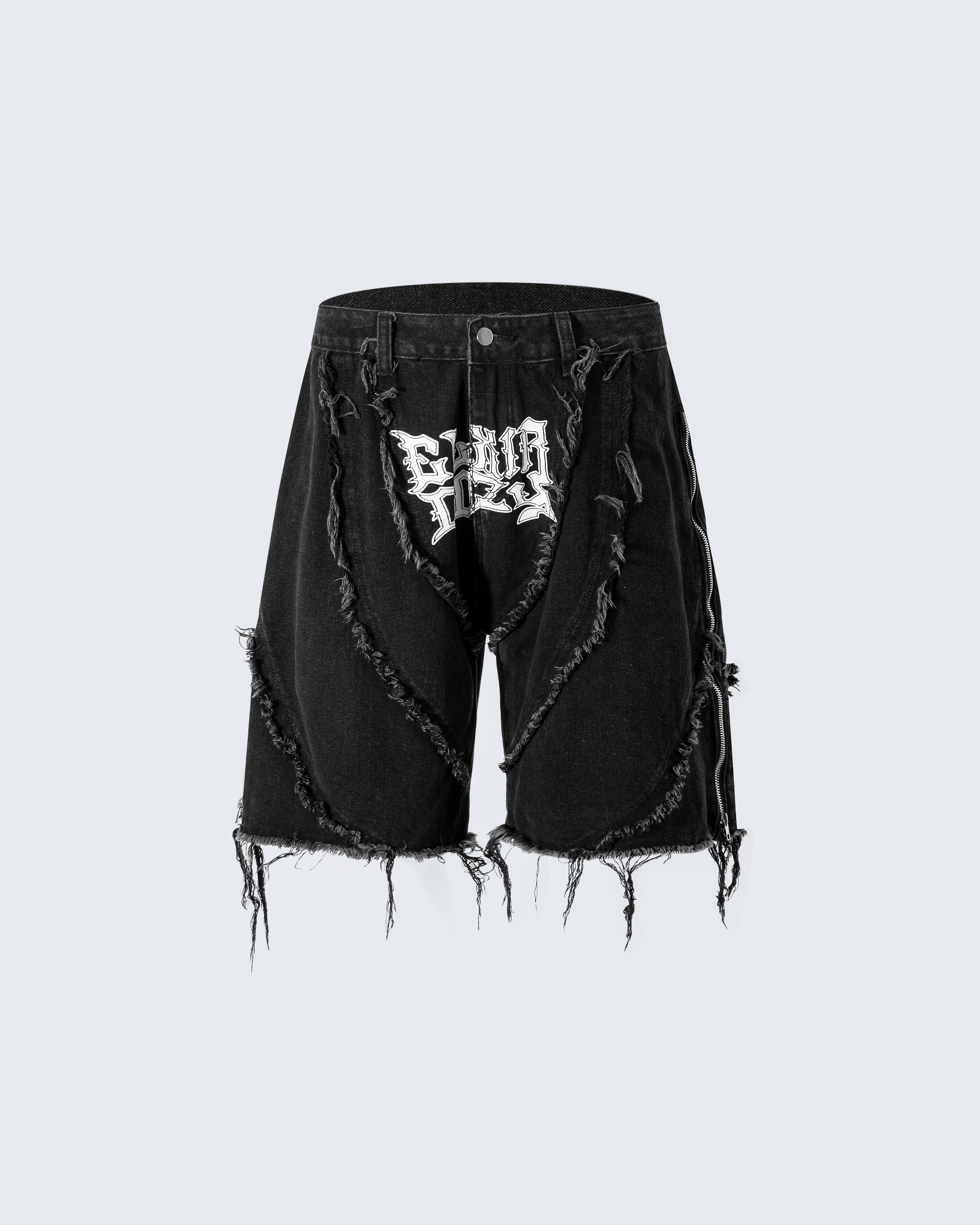 Gothic Spiral Distressed Convertible Jeans