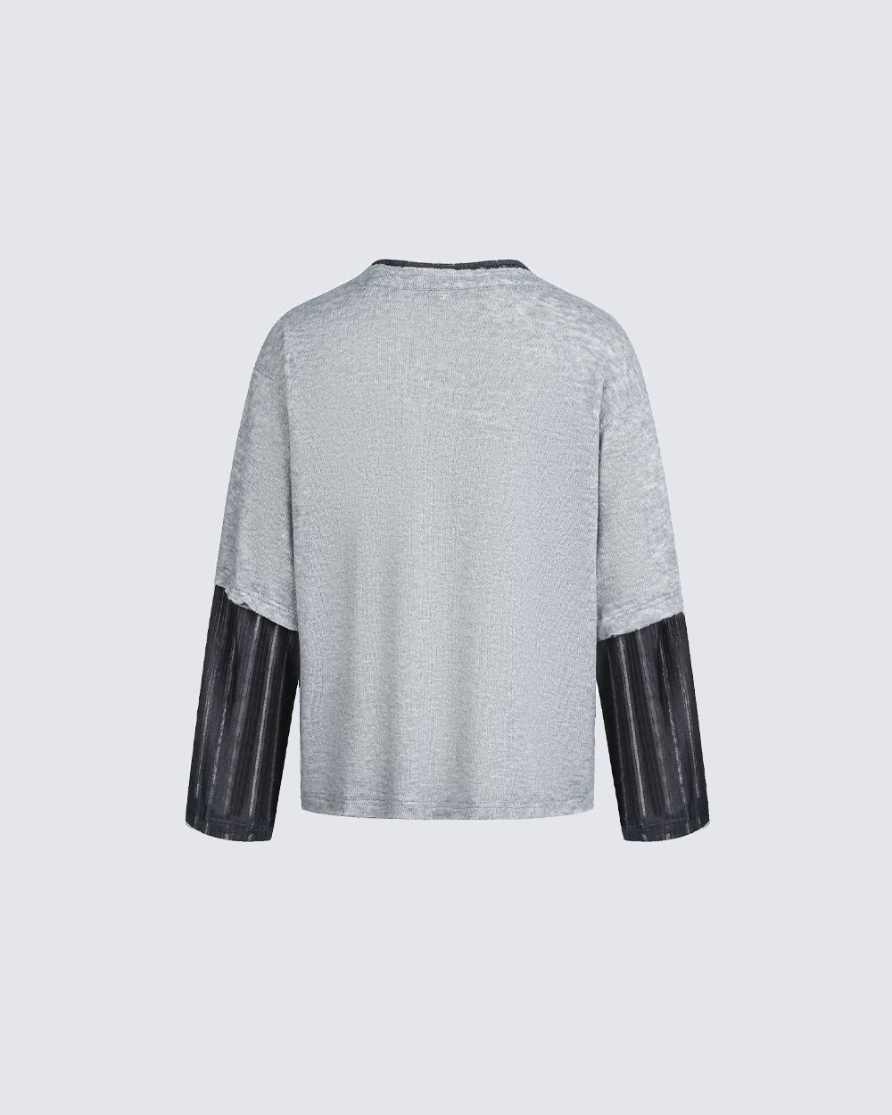 Lace-Up Neck Layered Knit T-Shirt