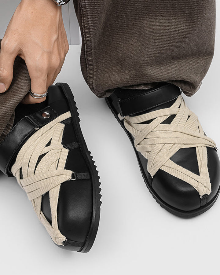 Black Crisscross Strap Slingback Sandals