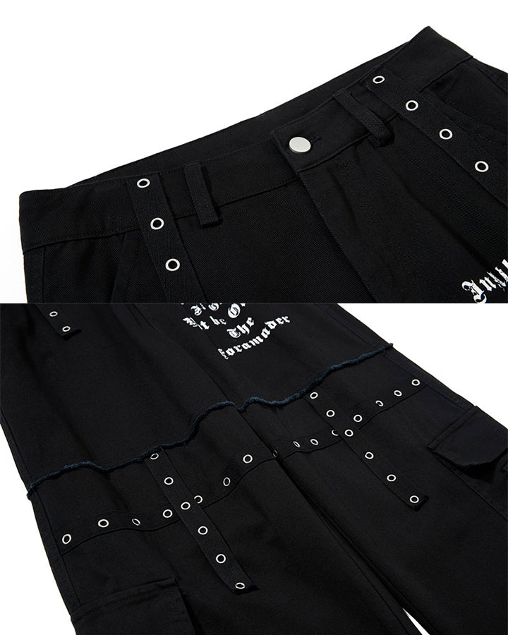 Heavy Washed Eyelet Cargo Pants