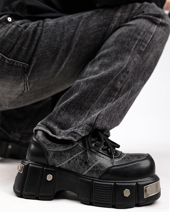 Chunky Studded Platform Lace Up Shoes