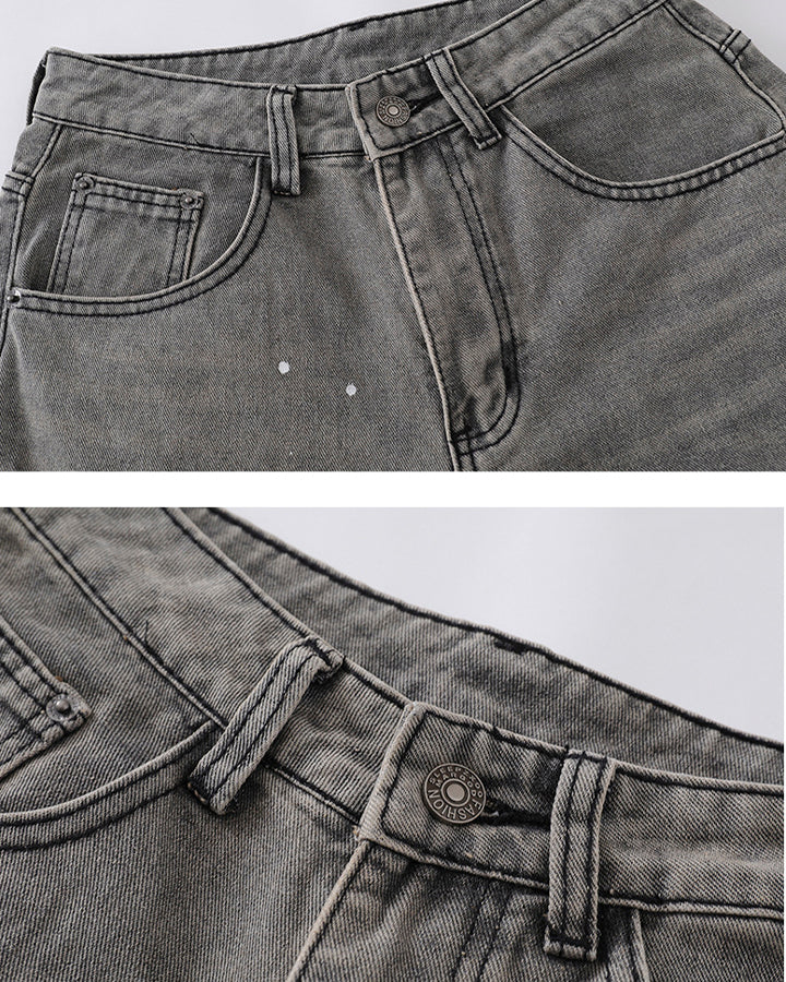 Vintage Paint Splatter Wide-Leg Jeans