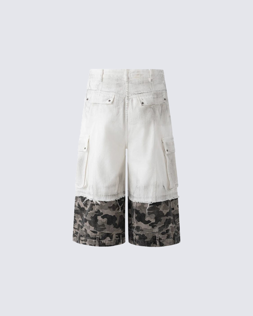 New Patchwork Camo Denim Cargo Shorts