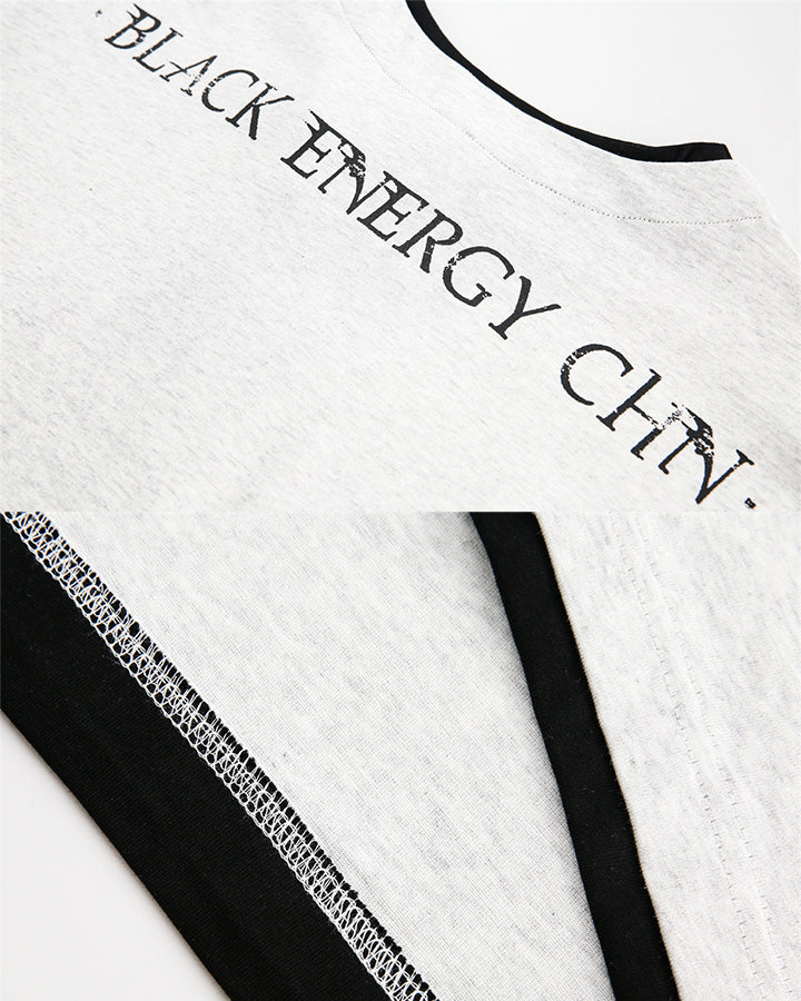 Fake Two-Piece Long Sleeve Zipper Tee