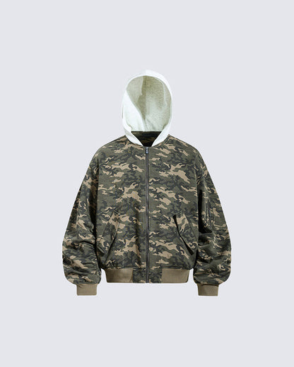 American Fake Two-Piece Patchwork Hooded Jacket