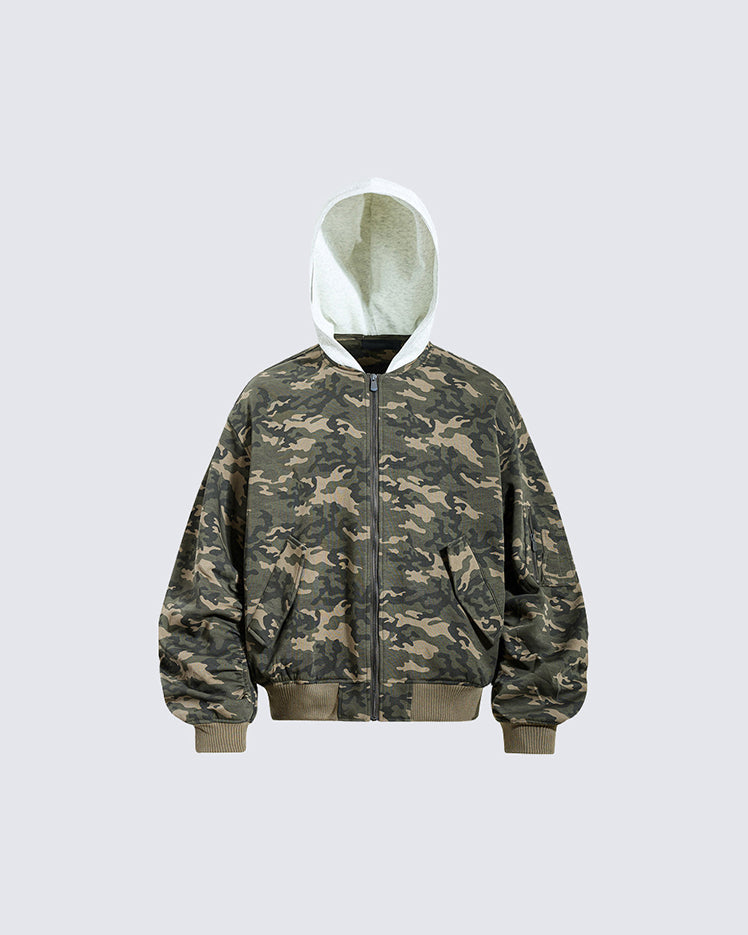 American Fake Two-Piece Patchwork Hooded Jacket