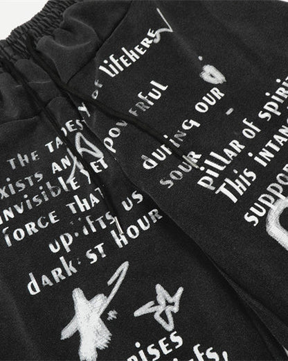 European-American Vintage Letter Print Casual Pants