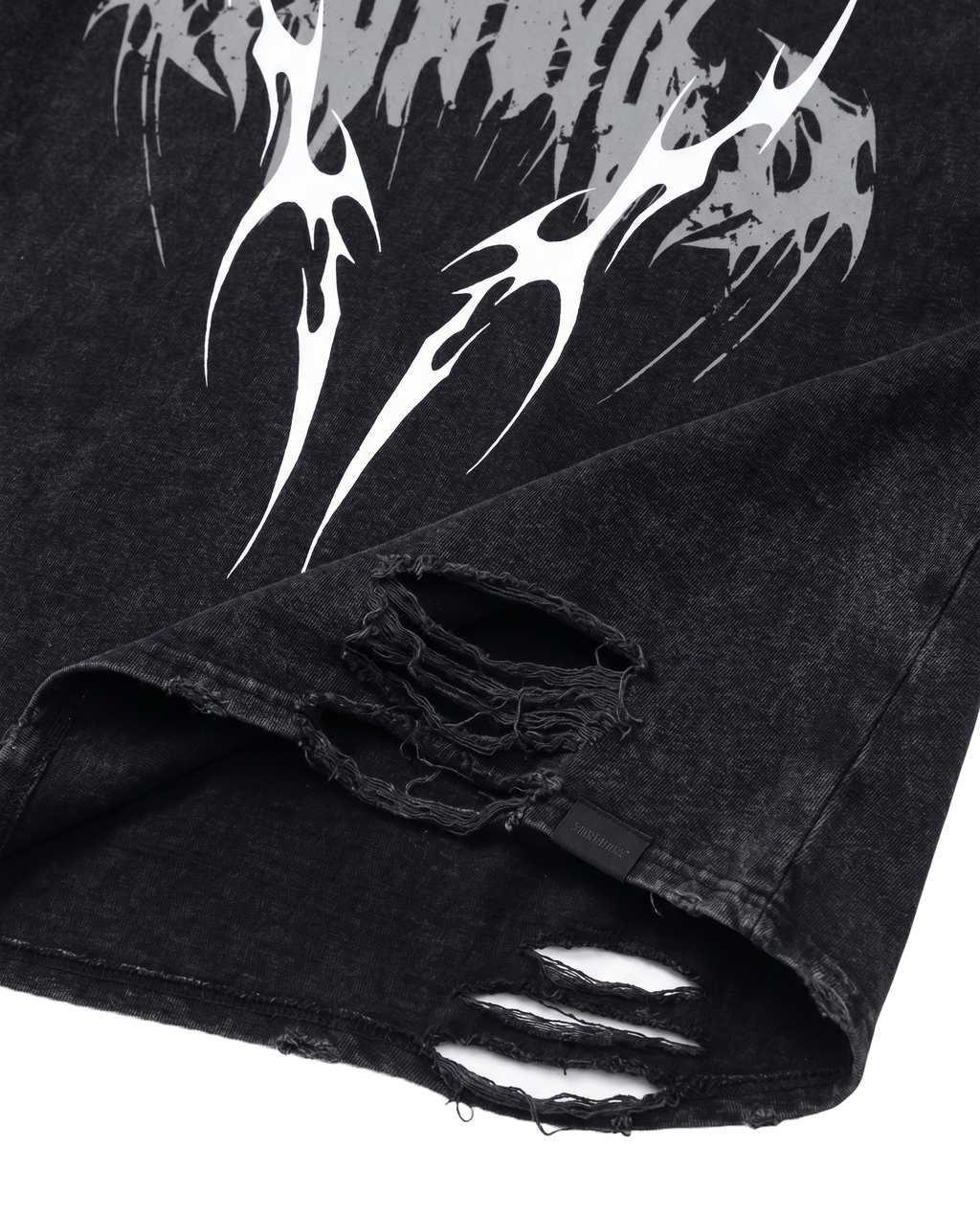 Distressed Urban Graphic Hoodie With Bat Ears