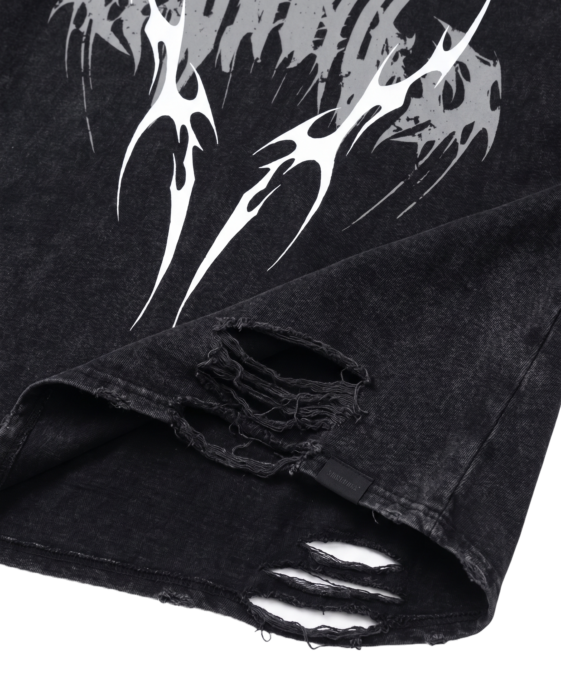 Distressed Urban Graphic Hoodie With Bat Ears