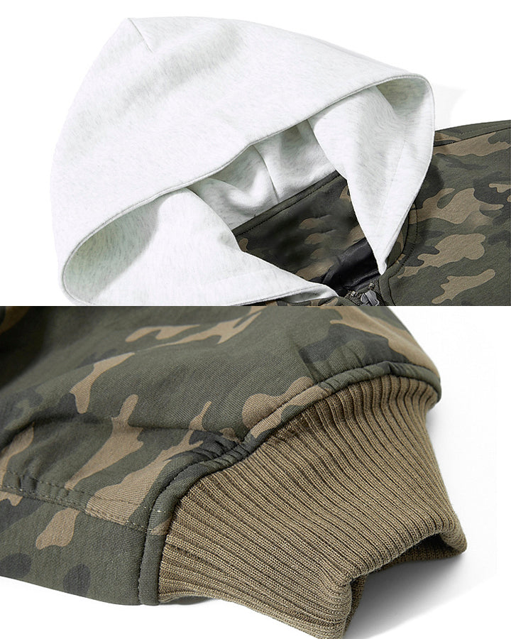 American Fake Two-Piece Patchwork Hooded Jacket