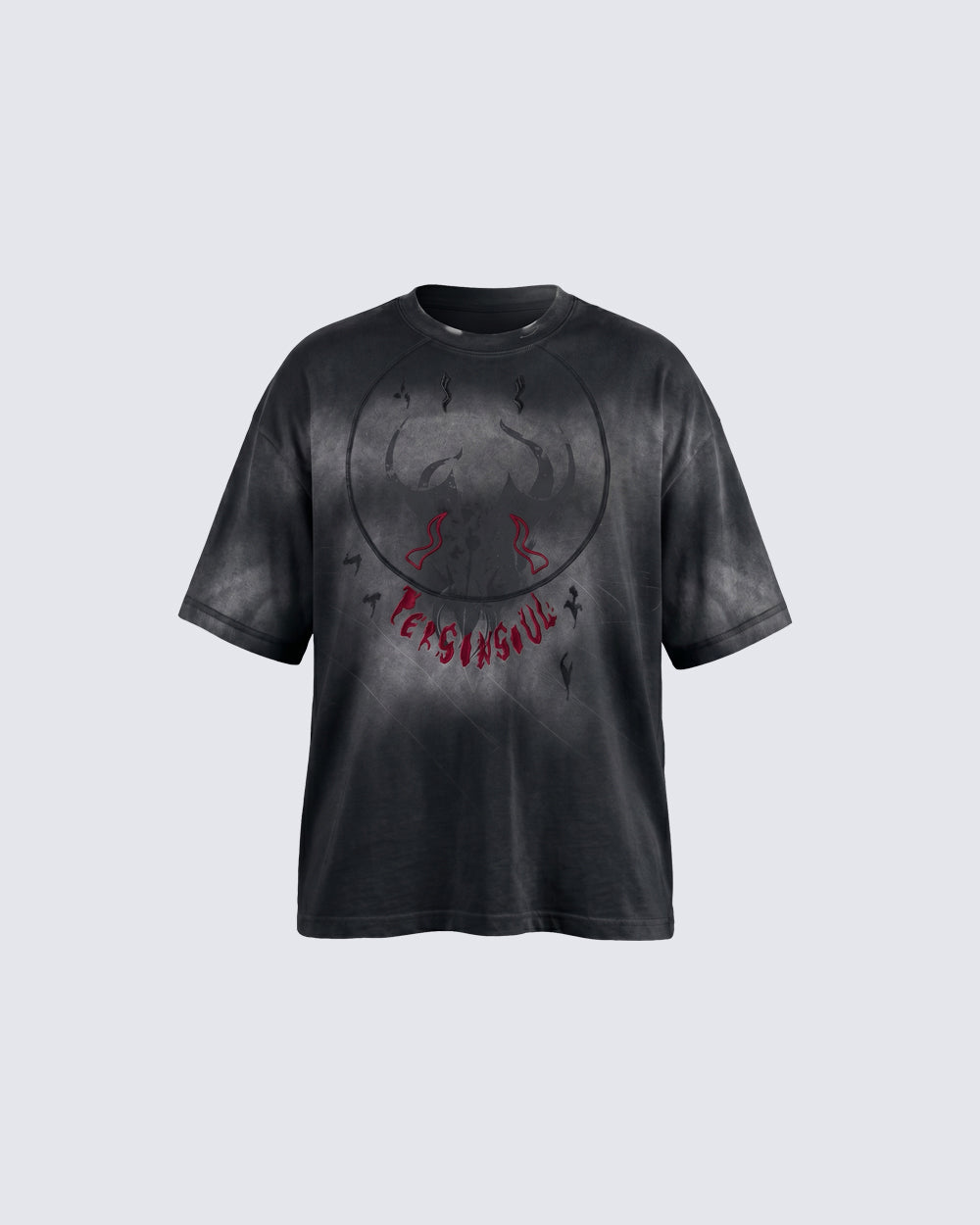 Dark Washed Distressed Graphic Short Sleeve T-Shirt