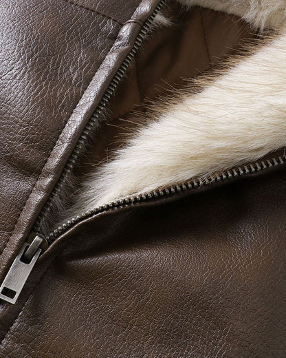 New American-Style Cool Faux Leather Jacket Coat