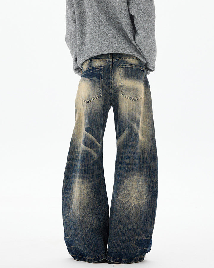 Vintage Washed Wide-Leg Denim Pants