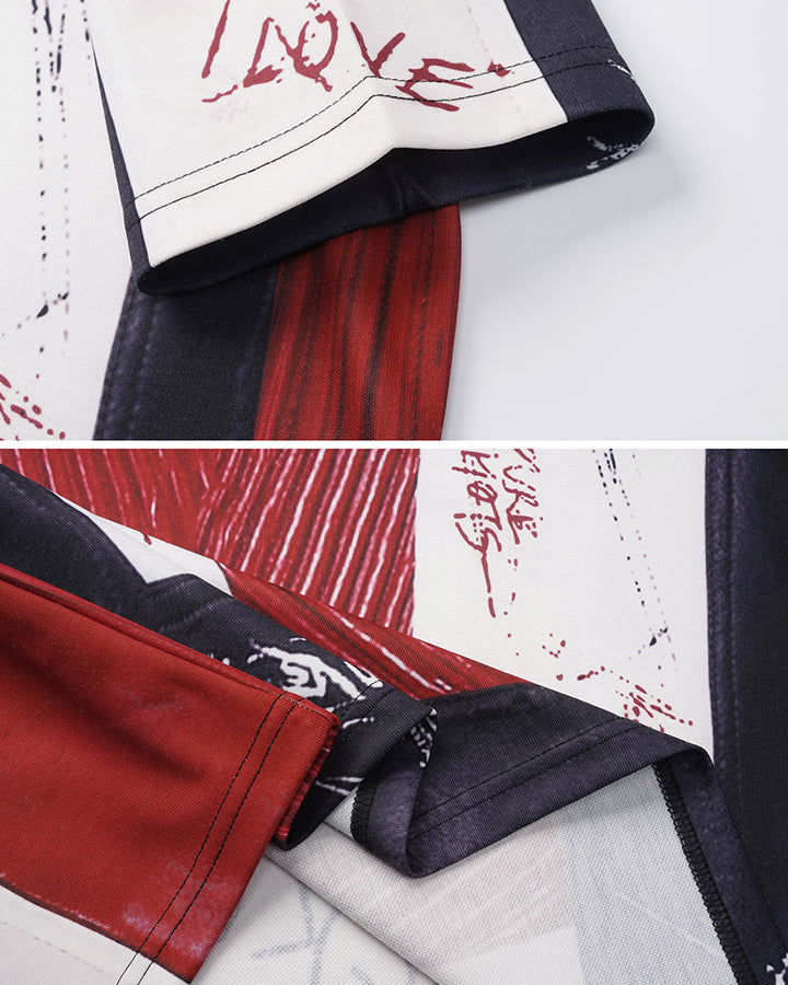 New Minimal Graffiti Contrast Casual T-Shirt