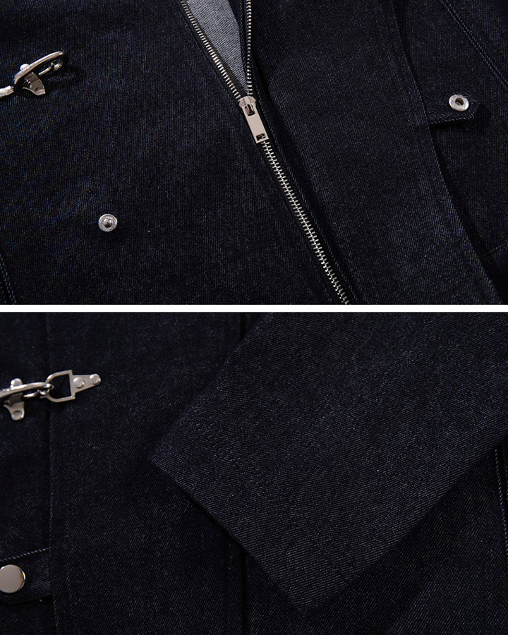 New Vintage Denim Jacket with Airplane Buckles
