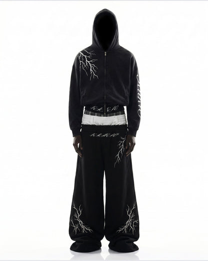 LIGHTNING Series | Layered Waist Wide-Leg Sweatpants