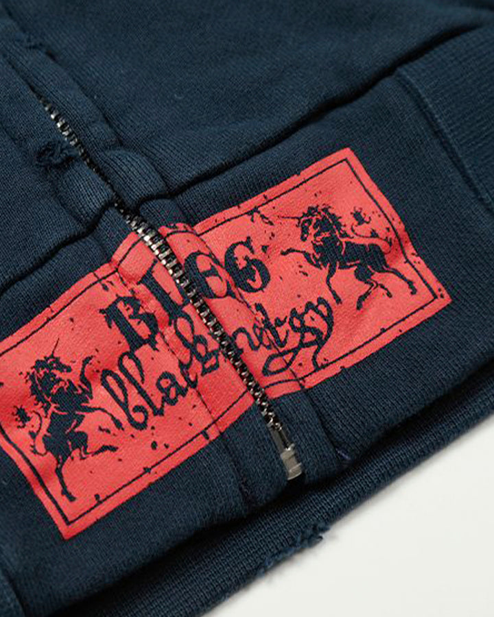 New Vintage Distressed Zipper Hoodie