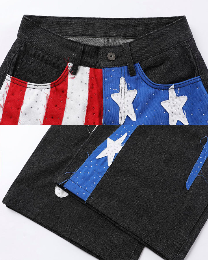 New Print Star Patch Wide-Leg Pants