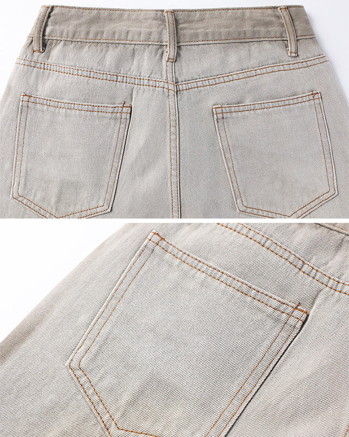 Khaki Washed Rhinestone Balloon Leg Jeans
