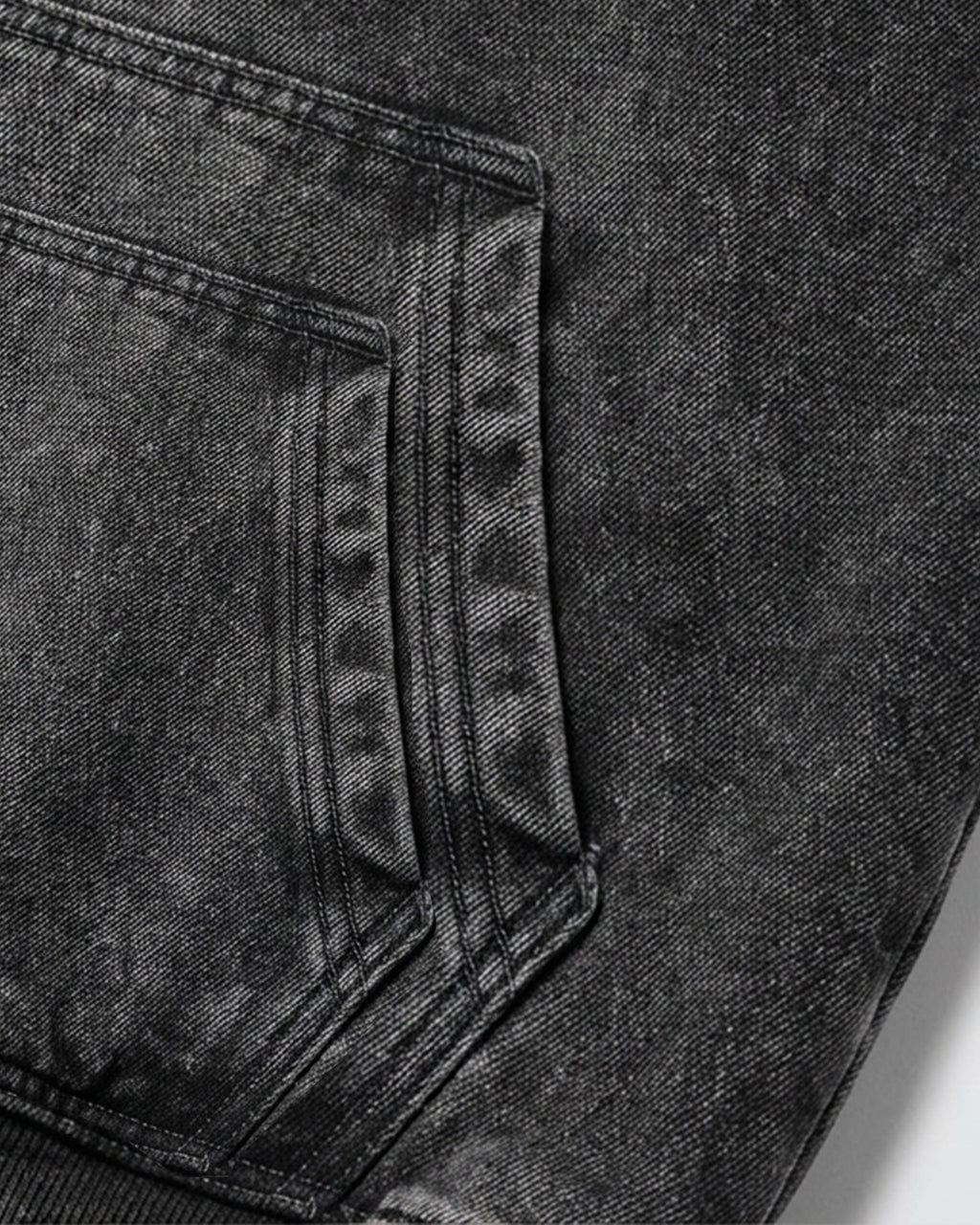 Cropped-Boxy Hoodie in Stone-Washed Cotton