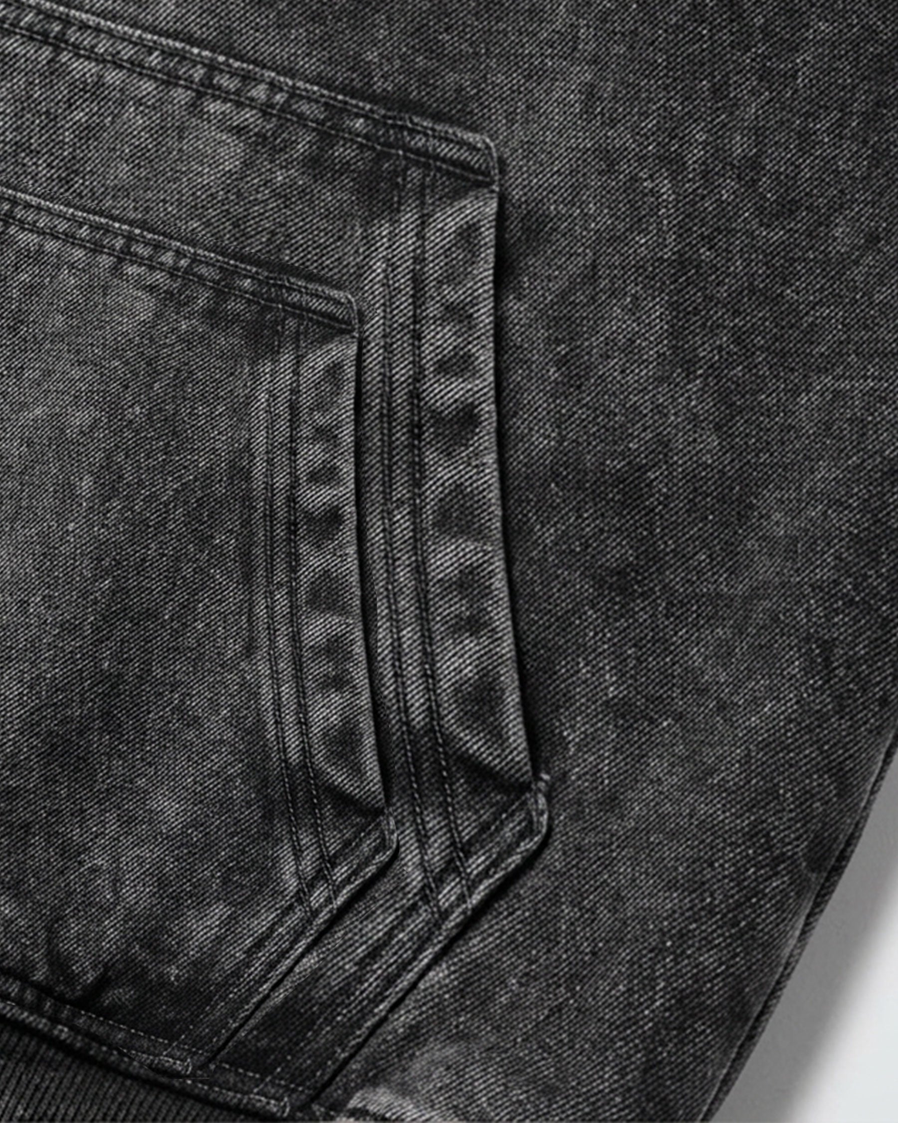 Cropped-Boxy Hoodie in Stone-Washed Cotton
