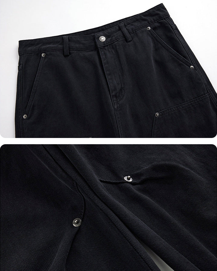 Minimal Rivet Panel Wide Leg Pants