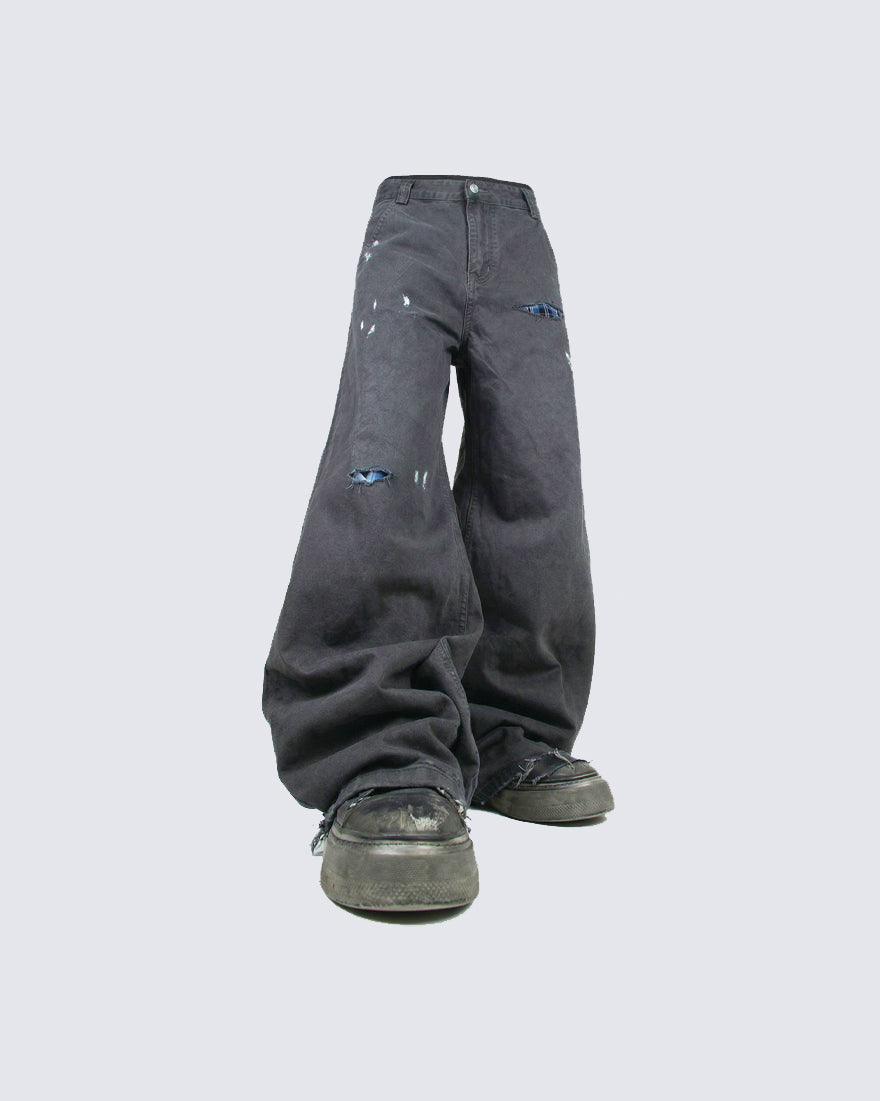 American Wrinkled A-Line Utility Jeans