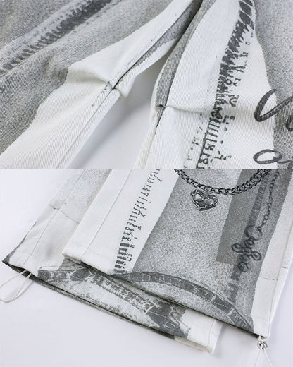New American 3D Print Wide-Leg Pants