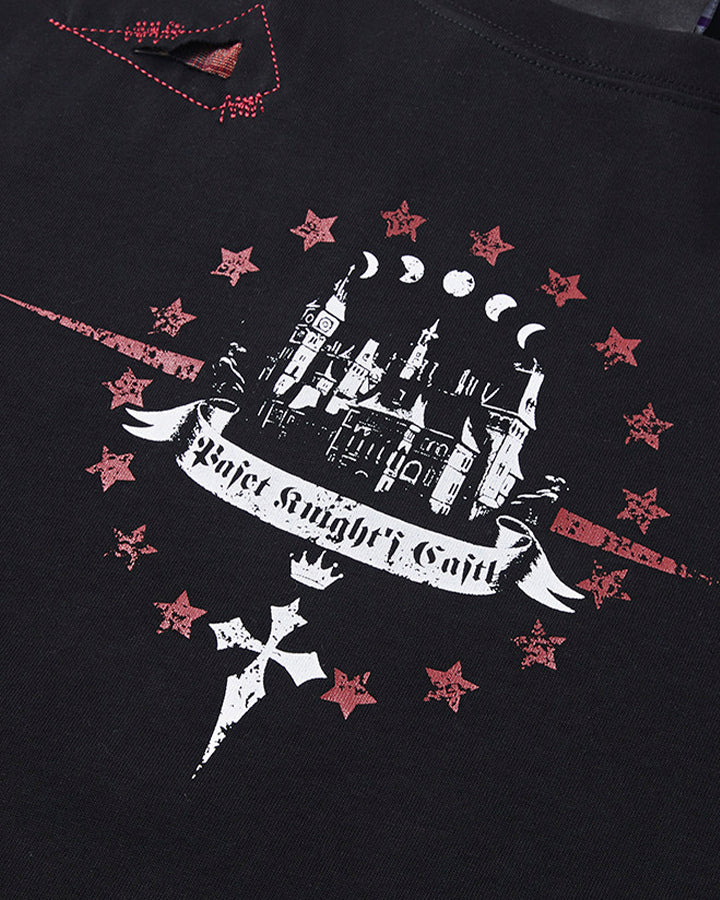Gothic Subculture Printed Shoulder Long Sleeve