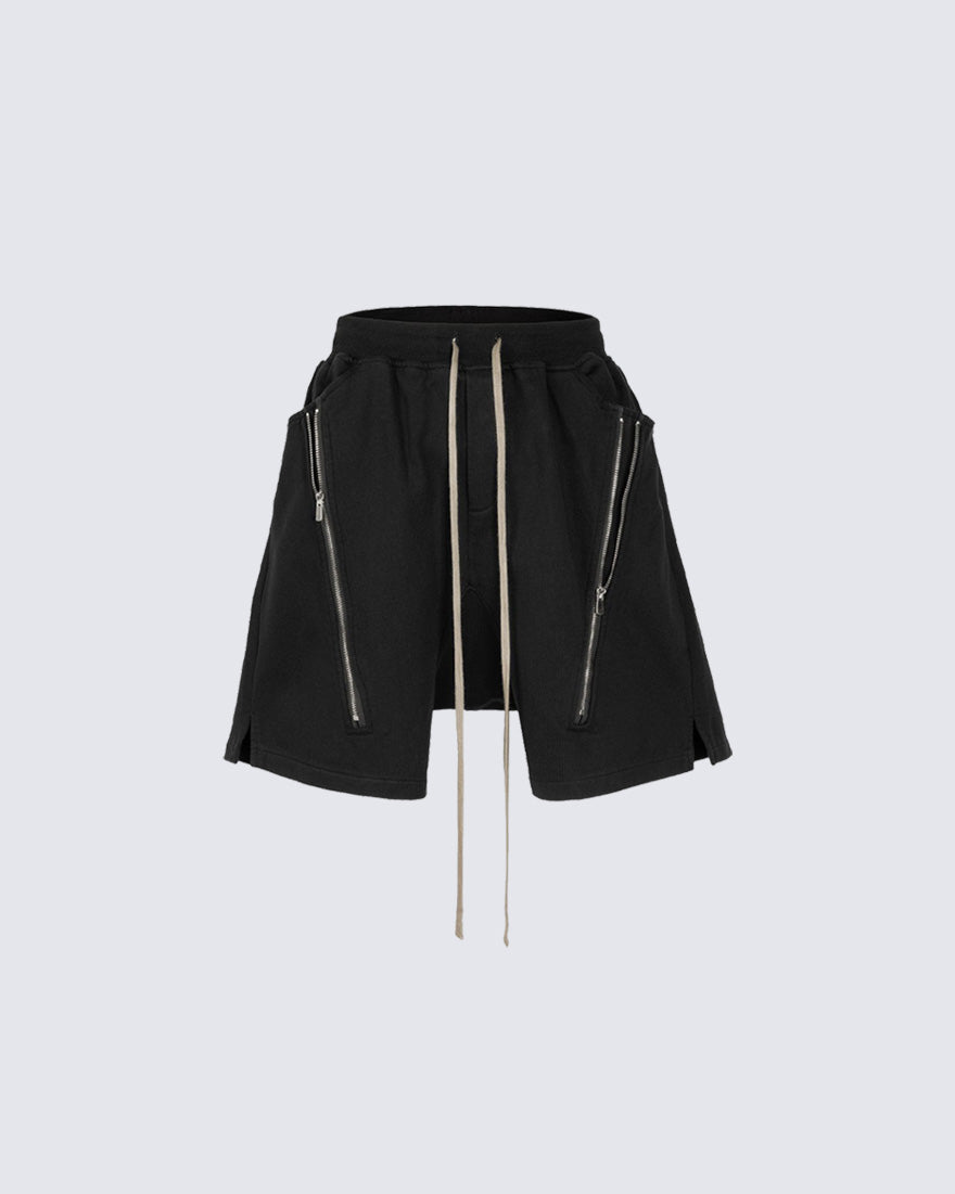 Minimal Zipper Detail Street Shorts
