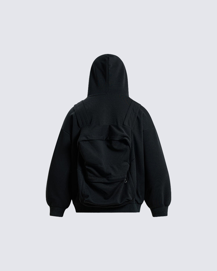 American 3D Backpack Hooded Zip-Up Sweatshirt